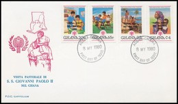 1980 II. János Pál Pápa Látogatása Felülnyomott Sor Mi 834-837 A FDC-n - Altri & Non Classificati