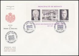 1987 50 éves A Bélyegkiadói Hivatal Vágott Blokk Mi 37 A FDC-n - Altri & Non Classificati