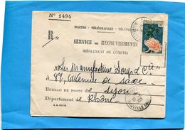 MARCOPHILIE Lettre -RECOUVREMT>Nlle Calédonie- Pour Françe- Cad Canala-1963-Stamp N°293 Glaucuc - Briefe U. Dokumente