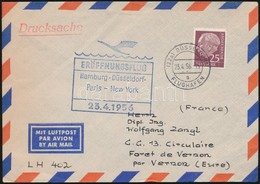 1956 Lufthansa Els? Repülés Levél / First Flight Cover Hamburg - New York - Other & Unclassified