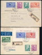 1937 Pro Juventute 2 Db Ajánlott Levél, Az Egyiken Szép és Ritka Levélzáró (Mi EUR 75,-) - Other & Unclassified