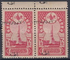 * 1921 Mi 757 I ívszéli Pár Er?sen Eltolódott Felülnyomással / Margin Pair With Strongly Shifted Overprint - Autres & Non Classés