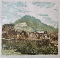 Csurgói Máté Lajos (1931-2001): Szigliget, Színezett Rézkarc, Papír, Jelzett, Számozott (60/100), 29×30,5 Cm - Altri & Non Classificati