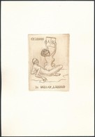 AB Jelzéssel: Dr. Pallay László Erotikus Ex Libris. Rézkarc, Papír, Jelzett A Karcon, 6,5x1,5 Cm - Other & Unclassified