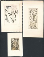 Didelyte, Grazina (1938-2007): 3 Db Ex Libris, Rézkarc, Papír, Jelzett, Különböz? Méretben / Etched, Signed Bookplates - Other & Unclassified