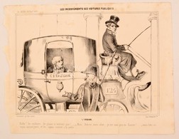 1839 A Közkocsik Kényelmetlenségei Politikai Karikatúra. K?nyomat / Inconveniences Of Public Transport Lithographed Poli - Prints & Engravings