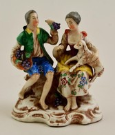 Rokokó Párt ábrázoló Jelzett Német Porcelán / Rococo Couple German Porclain 12 Cm - Otros & Sin Clasificación