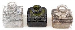 3 Db Régi üveg Tintatartó, 5x4,5x5,5 Cm és 5x4x5 Cm Közötti Méretben. - Glass & Crystal