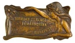 'Hirmann Ferencz Fémárugyára Budapest' Feliratú Szecessziós Fém Tálka, 20×11 Cm - Autres & Non Classés