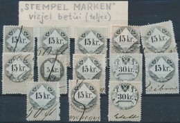 1864-68 15 Kr Illetékbélyegek A STEMPEL MARKEN Vízjel összes Bet?jével / With A Complete Watermark Text - Unclassified