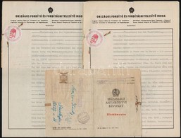 1885-1957 3 Db Egyházi Anyakönyvi Kivonat Igazolása Kés?bbi Illetékbélyegekkel - Sin Clasificación