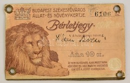 1918 Budapest, Állatkerti Bérletjegy - Unclassified