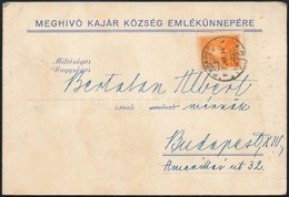 1937 Meghívó Kajár Község Fennállásának Kilencszázadik évfordulójának Emlékünnepére - Unclassified