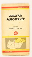 Cca 1926 Magyar Autotérkép, Tervezte: Gergely Endre,1:300 000, Bp., Kókai Lajos (M. Kir. Állami Térképészeti Intézet-ny. - Autres & Non Classés