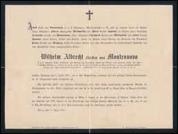 1895 Wilhelm Albert, Montenuovo Hercegének Halotti értesít?je / Death Announcement Of The Duke Of Montenuovo. - Sin Clasificación
