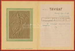 Cca 1930 Magyar Királyi Posta Díszes Távirat, Reményi József Domborm?vér?l Készült Dombornyomott Képpel, 25x18,5 Cm - Sin Clasificación