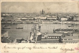 T4 1906 Budapest, Látkép A Lánchíddal, G?zhajók (vágott / Cut) - Unclassified