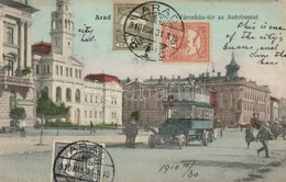 T2 1910 Arad, Városház Tér, Autóbusz. Bloch H. Kiadása / Town Hall Square, Autobus. TCV Card - Unclassified