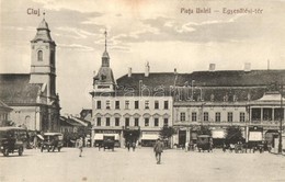 * T2 Kolozsvár, Cluj; Egyesülési Tér, Templom, Autóbuszok, S. Kupas üzlete  / Piata Unirii / Square, Church, Autobuses,  - Sin Clasificación