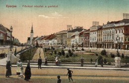 T2 1917 Eperjes, Presov; F? Utca, Park, Gyógyszertár, üzletek / Main Street, Park, Pharmacy, Shops - Sin Clasificación