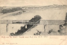 T2/T3 1906 Bród, Brod Na Savi, Slavonski Brod; Saoski Most / Railway Bridge With Locomotive (slightly Wet Corners) - Non Classés