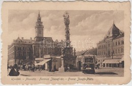 * T2/T3 Újvidék, Neusatz, Novi Sad; Ferenc József Tér, Villamos, üzletek, Burmann Sándor Bódéja / Square, Tram, Shops - Non Classificati