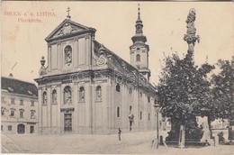 T2/T3 Lajtabruck, Bruck An Der Leitha; Templom, Szentháromság Szobor / Pfarrkirche / Church, Trinity Statue (EB) - Non Classificati