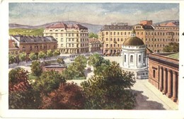 T3 Baden Bei Wien, Josefplatz Mit Josefbad Und Frauenbad / Square, Spa, Café, Tram (kis Szakadás / Small Tear) - Non Classés