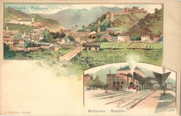 ** T2 Bellinzona, Stazione / Bahnhof / Railway Station. G. Gussoni Litho - Non Classés