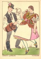 ** T1 1935 Húsvéti Locsolás. Magyar Népviselet / Hungarian Folklore Art Postcard S: Holló M. - Sin Clasificación