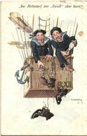 ** T3 Bei Notbedarf Den Balast über Bord / K.u.K. Kriegsmarine Mariner Humour Art Postcard, Mariners In Airship. C. Fano - Sin Clasificación