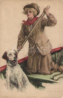 ** T2/T3 'Fellow Sports' / Rowing Lady With Dog, The Knapp Co. Paul Heckscher, Imp. No. 302-9. S: Lester Ralph (EK) - Sin Clasificación