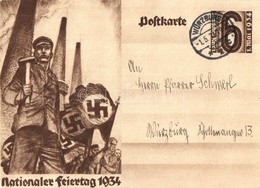 T3/T4 1934 Nationaler Feiertag / NSDAP German Nazi Party Working Class Propaganda, Swastika.  6 Ga.  (apró Lyuk / Tiny H - Unclassified