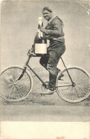 T2/T3 1905 New Year Greeting Card. Chimney Sweeper On Bicycle With A Bottle Of Champagne (EK) - Sin Clasificación