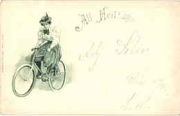 * T2/T3 All Heil! / Lady On Bicycle. Paul Süss Akt-Ges. Dresden. Litho (EK) - Non Classificati