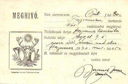 T2/T3 1930 Vadász Meghívó Fegyverneki Vadászatra. Kongorácz-nyomda Kiadása / Hungarian Hunter's Invitation For A Hunting - Unclassified