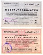 1934. '33. Magyar Királyi Osztálysorsjáték' Második Osztály Egynyolcad Sorsjegye, Bélyegzéssel + 1941. '46. Magyar Királ - Non Classés