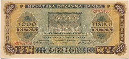 Független Horvát Állam 1943. 1000K T:I-,II
Independent State Of Croatia 1943. 1000 Kuna C:AU,XF 
Krause 12 - Non Classificati