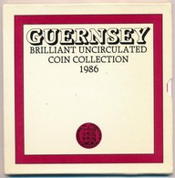 Guernsey 1986. 1p - 1P (7xklf) Forgalmi Szett Karton Dísztokban T:1 
Guernsey 1986. 1 Penny - 1 Pound (7xdiff) Coin Set  - Unclassified