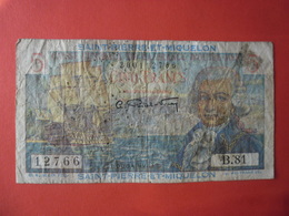 Billet Saint-Pierre-et-Miquelon, 5 Francs,1946, B+, KM:22 - BOUGAINVILLE - Altri & Non Classificati