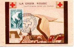 PARIS 75 CROIX ROUGE ILLUSTRATEUR TIMBRE COLOMBE  DOMBRET OBLITERATION - Croce Rossa
