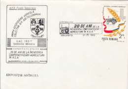 AGRICULTURE, TRACTOR, COAT OF ARMS, SPECIAL COVER, 1982, ROMANIA - Agriculture