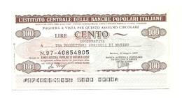 1977 - Italia - Istituto Centrale Delle Banche Popolari Italiane - Cooperativa Tra Produttori Agricoli Di Matino ---- - [10] Assegni E Miniassegni