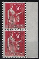 Type Paix N°283* 50 C Rouge Surcharge De Dunkerque, Signé Blanc - War Stamps