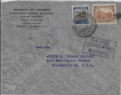 COLOMBIA - 1934 - ENVELOPPE Par AVION MANCOMUN De BOGOTA => PHILADELPHIA (USA) - Colombie