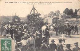 29-PONT-AVEN- LE PARDON DES FLEURS D'AJONCS- LE CORTEGE DES REINES SE RENDANT A LA GRAND MESSE LE CHAR DE LA REINE .... - Pont Aven