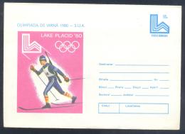 Romania 1980 Postal Stationery Cover: Olympic Games Jeux Olympique Lake Placid;  Biathlon - Winter 1980: Lake Placid