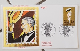 FRANCE Musique, Music, Musica. Maurice CHEVALIER. Yvert 2650 FDC, Enveloppe 1er Jour Sur Soie - Musique