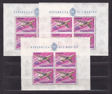 1964 San Marino Saint Marin 1000 LIRE AEREO 3 Foglietti MNH** 3 Souv. Sheets - Blocchi & Foglietti