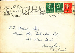 Norway Cover Sent To England Oslo 12-8-1950 (Oslo 900 Years) - Cartas & Documentos